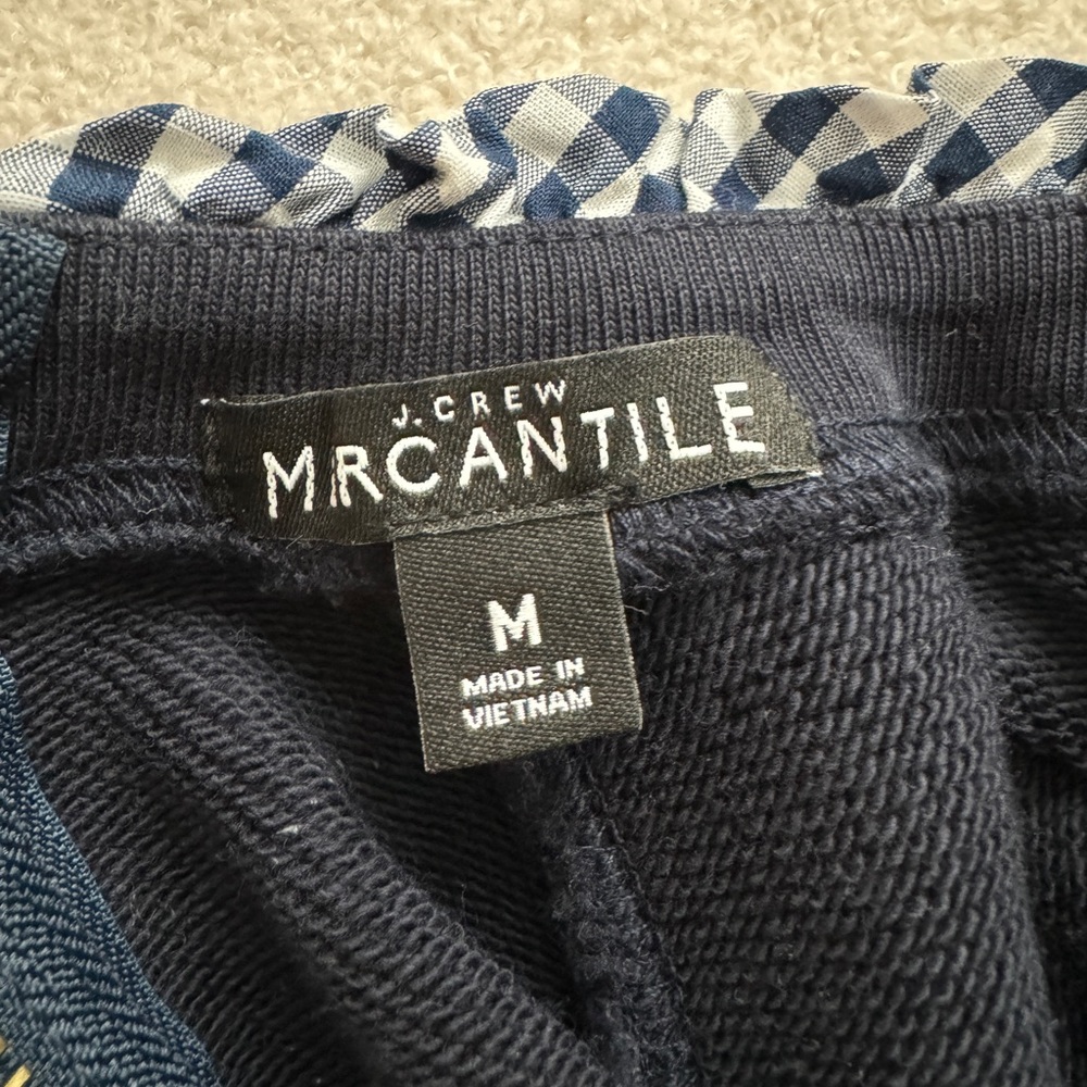 J. Crew long sleeve navy top with checked ruffle details. - Picture 5 of 6